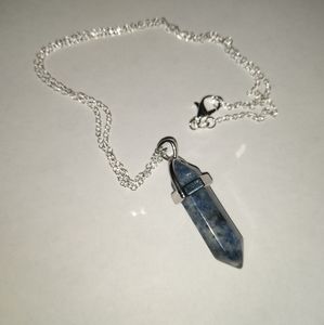 Crystal Necklace Dark Blue and Gray Marble